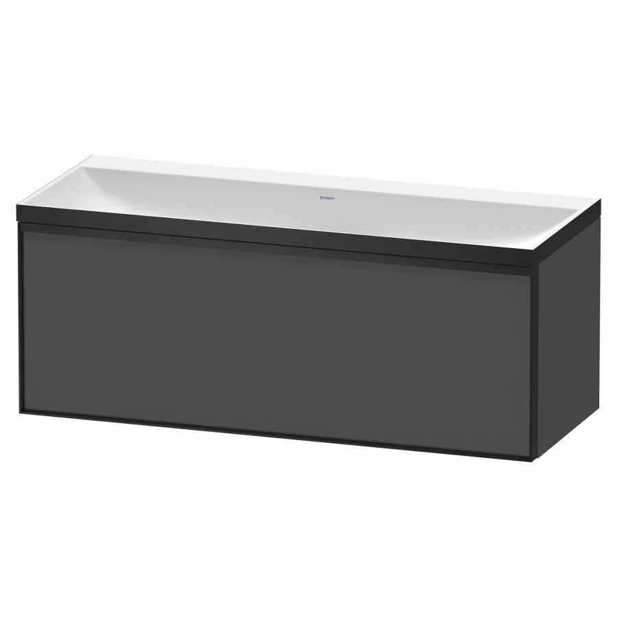 Combinaison de meuble VITRIUM
120 x 48,1 x 47,9 cm
élément à 1 tiroir
1 tiroir intérieur, avec
lavabo fonte minérale DuroCast
sans trop-plein, sans trou de
robinetterie, avec siphon gain
de place et vidage