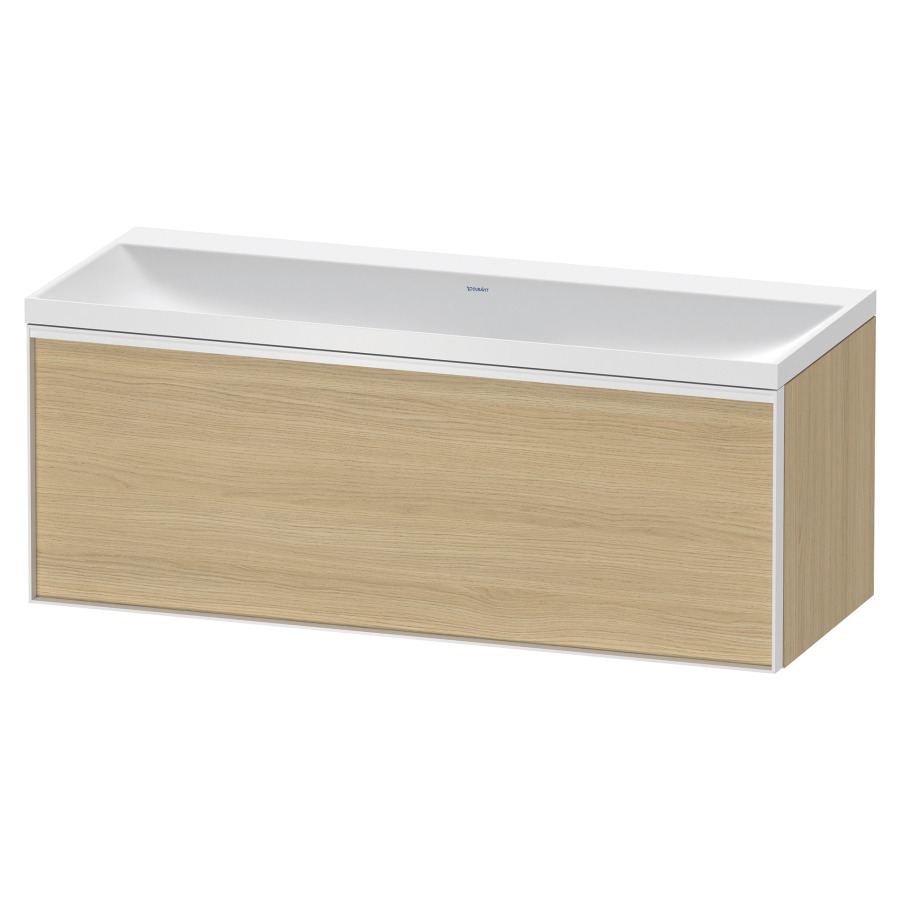 Combinaison de meuble VITRIUM
120 x 48,1 x 47,9 cm
élément à 1 tiroir
1 tiroir intérieur, avec
lavabo fonte minérale DuroCast
sans trop-plein, sans trou de
robinetterie, avec siphon gain
de place et vidage