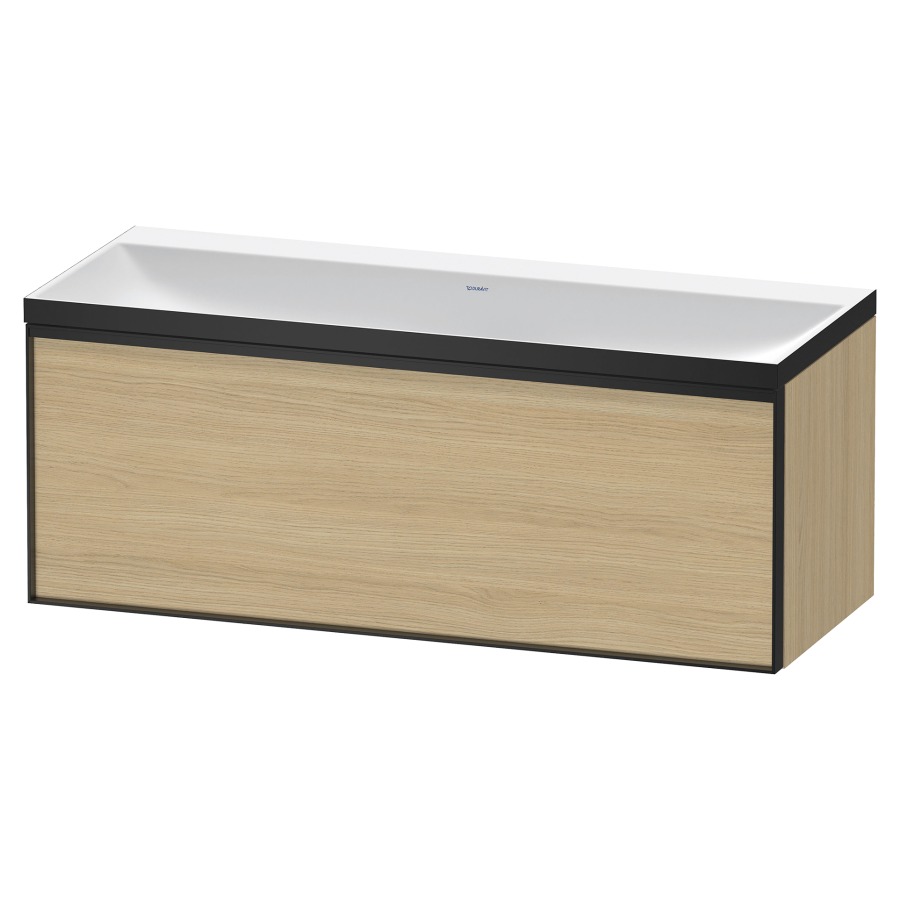 Combinaison de meuble VITRIUM
120 x 48,1 x 47,9 cm
élément à 1 tiroir
1 tiroir intérieur, avec
lavabo fonte minérale DuroCast
sans trop-plein, sans trou de
robinetterie, avec siphon gain
de place et vidage, avec
éclairage intérieur
l'éclairage intérieur ne peut
être commandé que par le
miroir/l'armoire de toilette
dans la version "commande par
capteur de l'éclairage
intérieur"