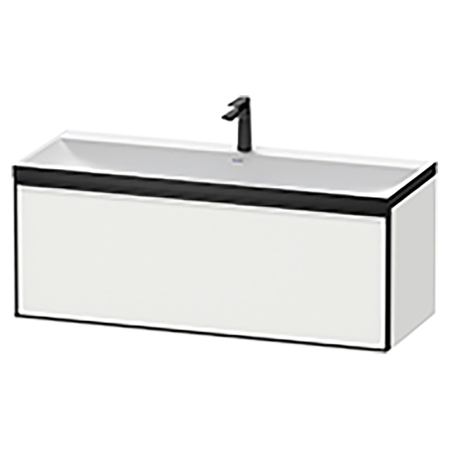 Combinaison de meuble VITRIUM
120 x 48,1 x 47,9 cm
élément à 1 tiroir
1 tiroir intérieur, avec
lavabo fonte minérale DuroCast
sans trop-plein, 1 trou de
robinetterie, avec siphon gain
de place et vidage