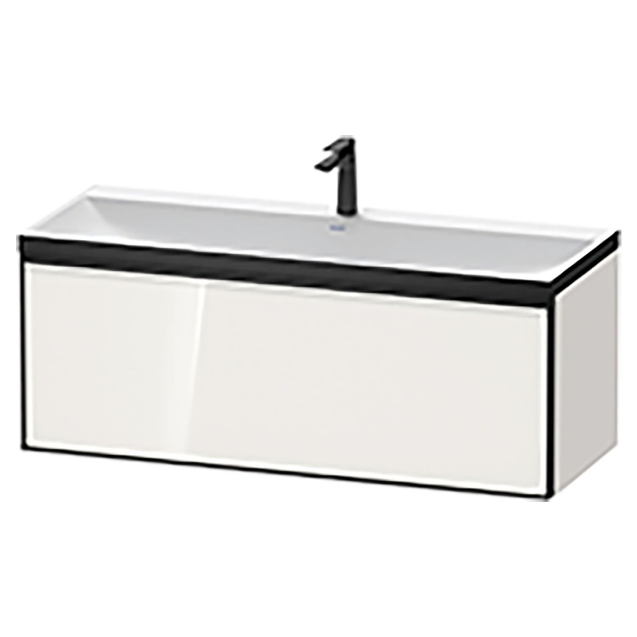 Combinaison de meuble VITRIUM
120 x 48,1 x 47,9 cm
élément à 1 tiroir
1 tiroir intérieur, avec
lavabo fonte minérale DuroCast
sans trop-plein, 1 trou de
robinetterie, avec siphon gain
de place et vidage