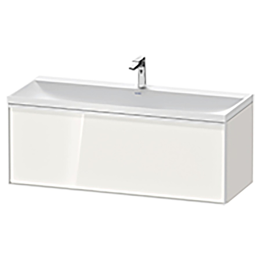 Combinaison de meuble VITRIUM
120 x 48,1 x 47,9 cm
élément à 1 tiroir
1 tiroir intérieur, avec
lavabo fonte minérale DuroCast
sans trop-plein, 1 trou de
robinetterie, avec siphon gain
de place et vidage