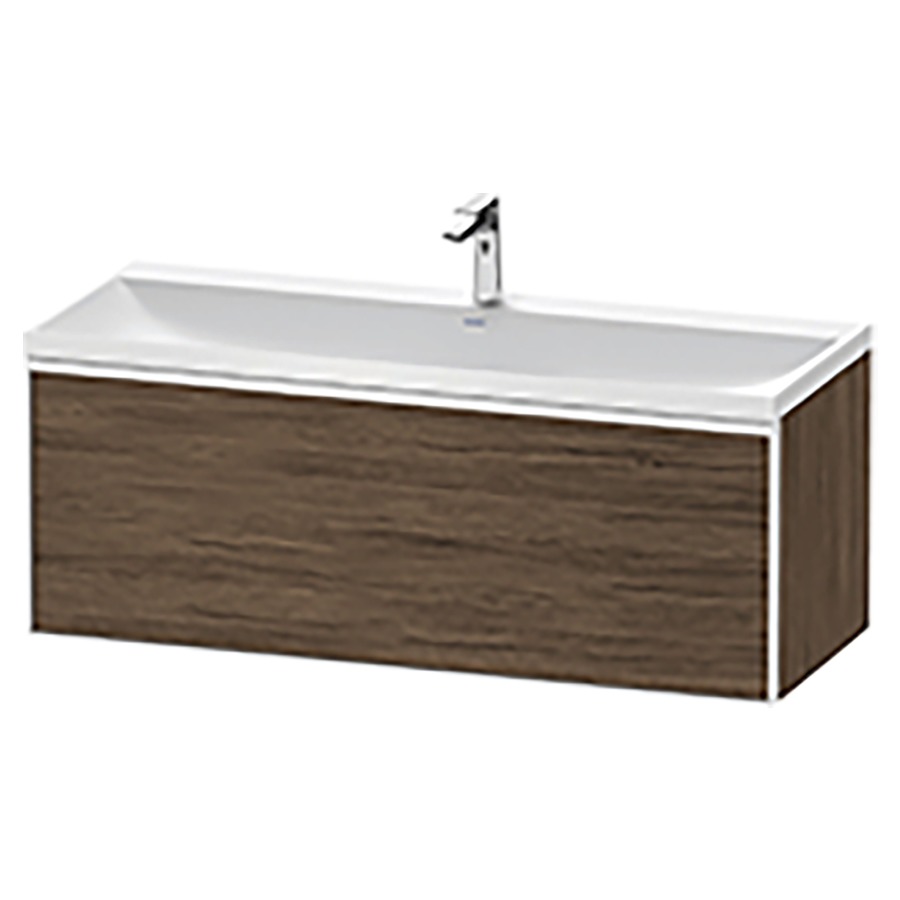 Combinaison de meuble VITRIUM
120 x 48,1 x 47,9 cm
élément à 1 tiroir
1 tiroir intérieur, avec
lavabo fonte minérale DuroCast
sans trop-plein, 1 trou de
robinetterie, avec siphon gain
de place et vidage
