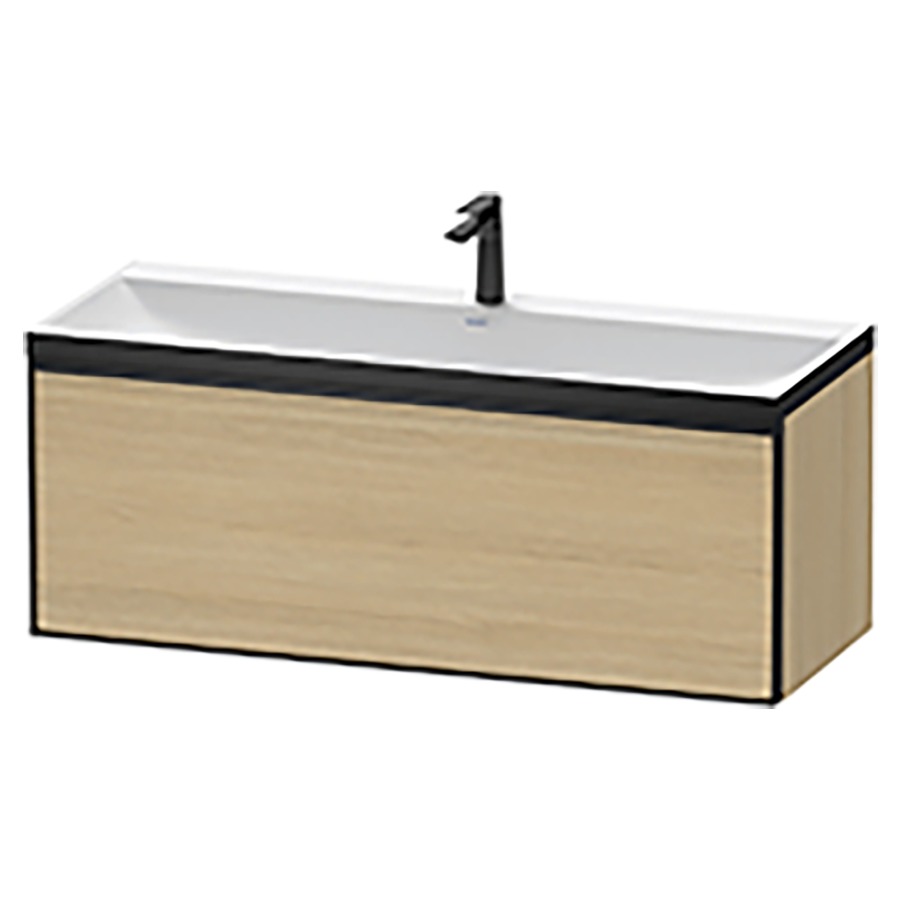 Combinaison de meuble VITRIUM
120 x 48,1 x 47,9 cm
élément à 1 tiroir
1 tiroir intérieur, avec
lavabo fonte minérale DuroCast
sans trop-plein, 1 trou de
robinetterie, avec siphon gain
de place et vidage