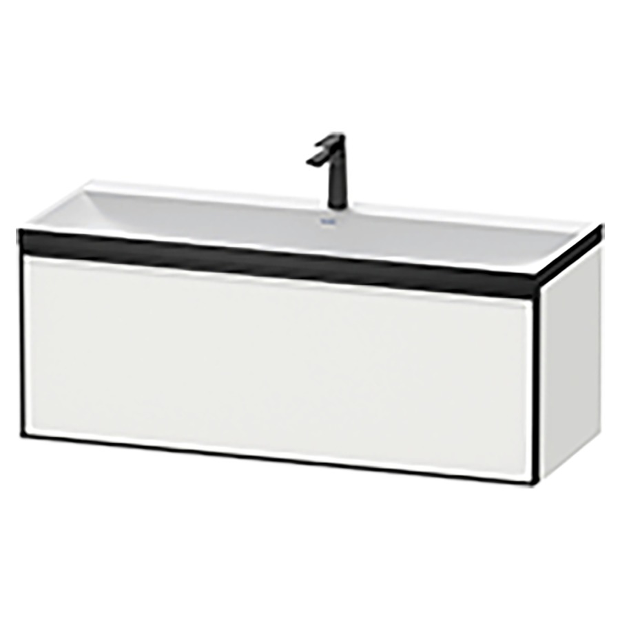 Combinaison de meuble VITRIUM
120 x 48,1 x 47,9 cm
élément à 1 tiroir
1 tiroir intérieur, avec
lavabo fonte minérale DuroCast
sans trop-plein, 1 trou de
robinetterie, avec siphon gain
de place et vidage, avec
éclairage intérieur
l'éclairage intérieur ne peut
être commandé que par le
miroir/l'armoire de toilette
dans la version "commande par
capteur de l'éclairage
intérieur"