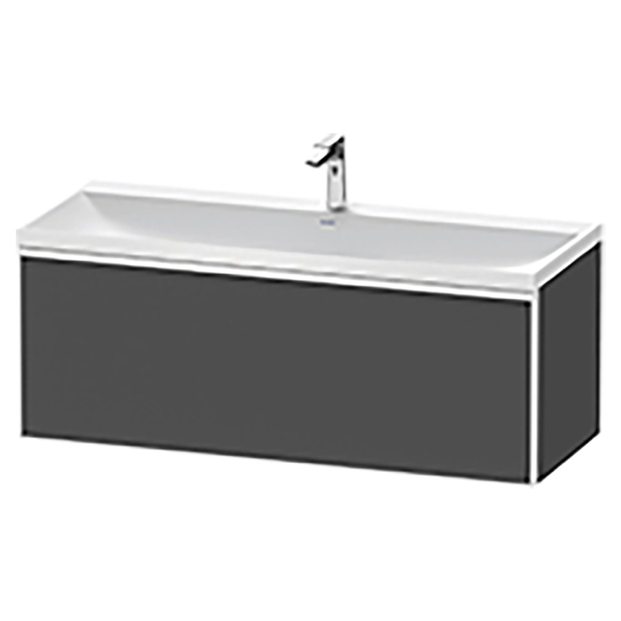 Combinaison de meuble VITRIUM
120 x 48,1 x 47,9 cm
élément à 1 tiroir
1 tiroir intérieur, avec
lavabo fonte minérale DuroCast
sans trop-plein, 1 trou de
robinetterie, avec siphon gain
de place et vidage, avec
éclairage intérieur
l'éclairage intérieur ne peut
être commandé que par le
miroir/l'armoire de toilette
dans la version "commande par
capteur de l'éclairage
intérieur"