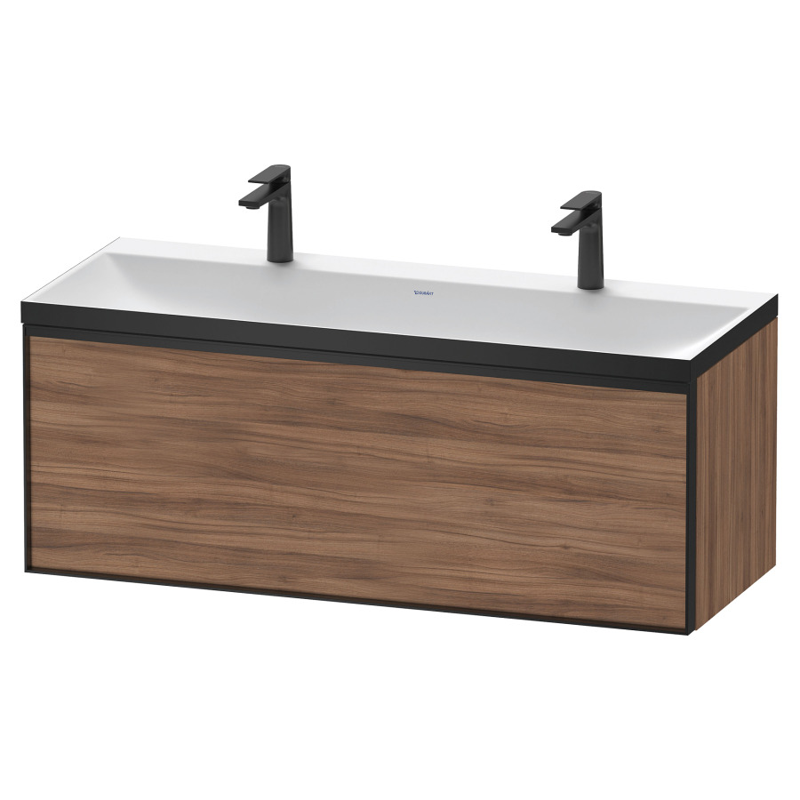 Combinaison de meuble VITRIUM
120 x 48,1 x 47,9 cm
élément à 1 tiroir
1 tiroir intérieur, avec
lavabo fonte minérale DuroCast
sans trop-plein, 2 trous de
robinetterie, avec siphon gain
de place et vidage