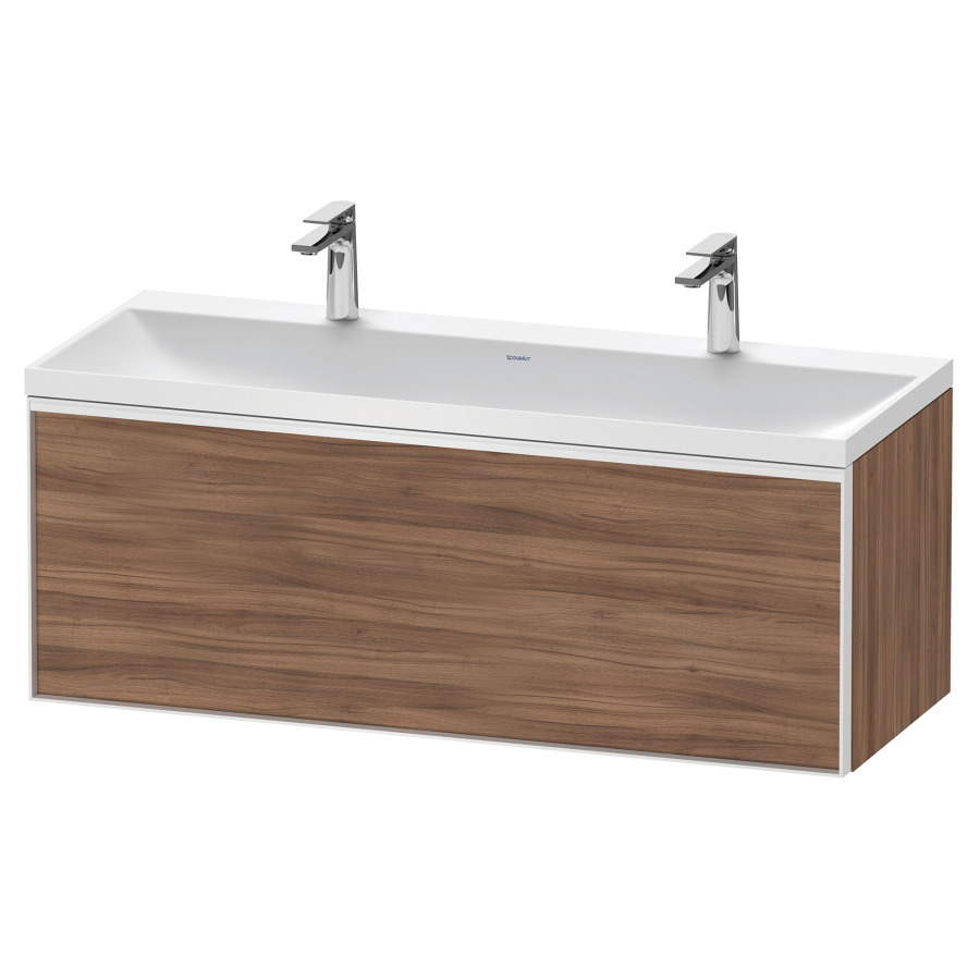 Combinaison de meuble VITRIUM
120 x 48,1 x 47,9 cm
élément à 1 tiroir
1 tiroir intérieur, avec
lavabo fonte minérale DuroCast
sans trop-plein, 2 trous de
robinetterie, avec siphon gain
de place et vidage