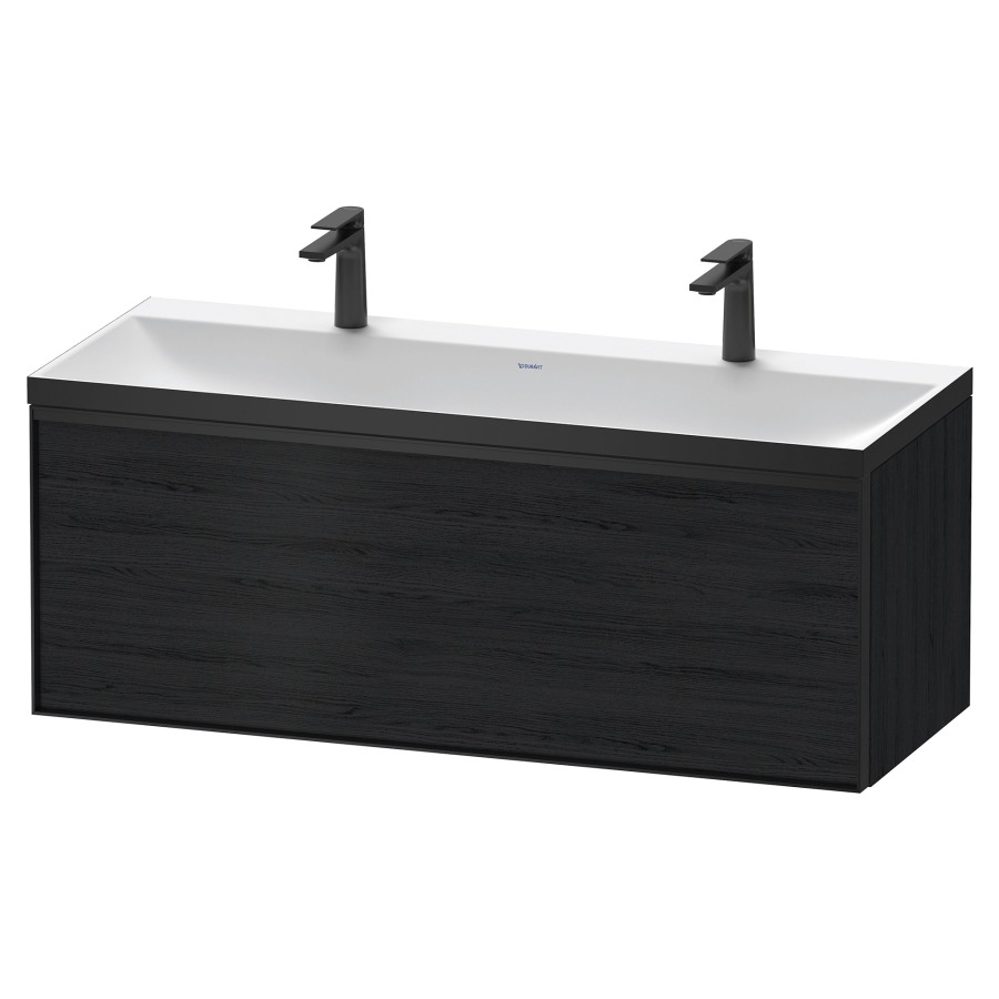 Combinaison de meuble VITRIUM
120 x 48,1 x 47,9 cm
élément à 1 tiroir
1 tiroir intérieur, avec
lavabo fonte minérale DuroCast
sans trop-plein, 2 trous de
robinetterie, avec siphon gain
de place et vidage