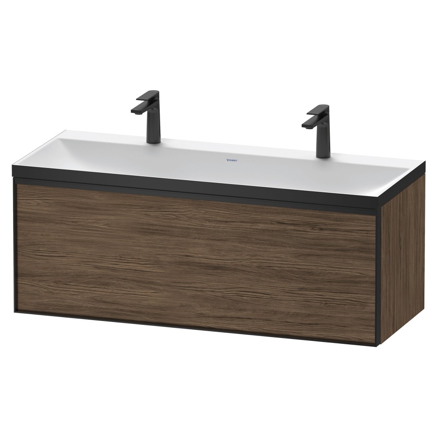 Combinaison de meuble VITRIUM
120 x 48,1 x 47,9 cm
élément à 1 tiroir
1 tiroir intérieur, avec
lavabo fonte minérale DuroCast
sans trop-plein, 2 trous de
robinetterie, avec siphon gain
de place et vidage