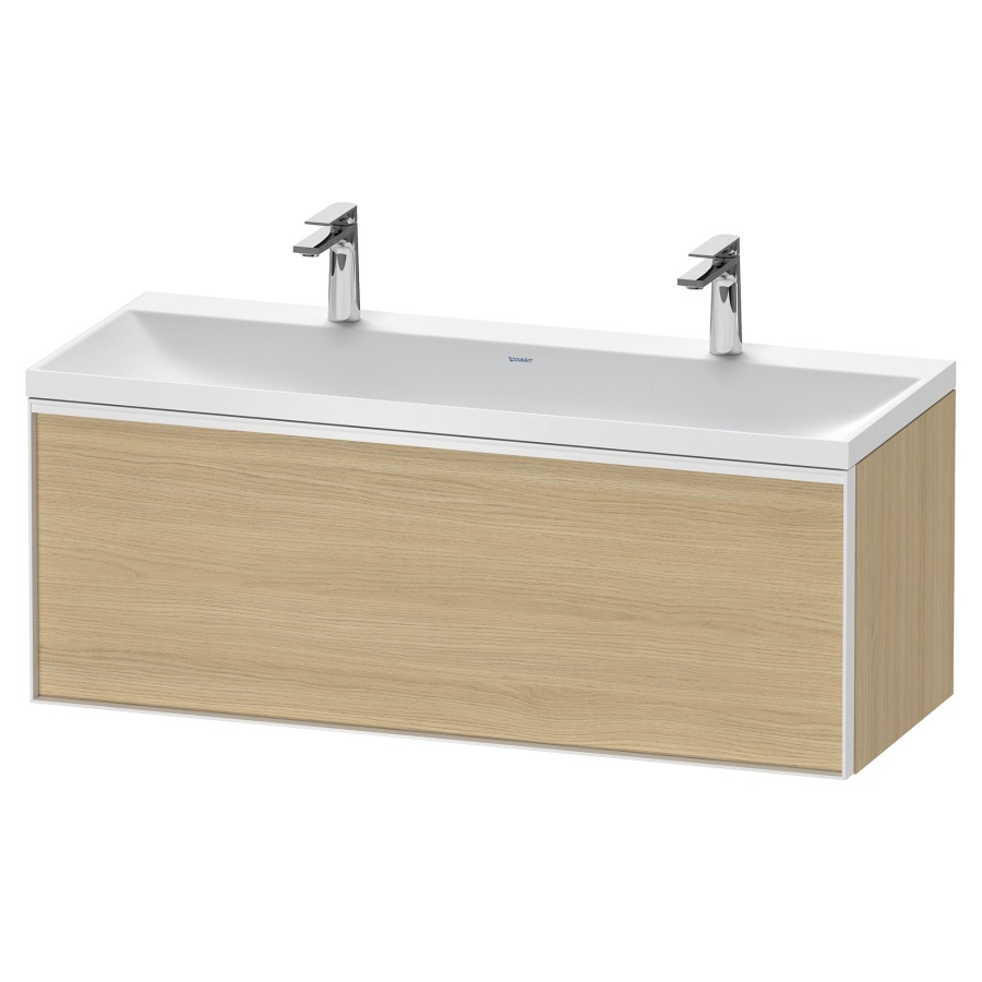 Combinaison de meuble VITRIUM
120 x 48,1 x 47,9 cm
élément à 1 tiroir
1 tiroir intérieur, avec
lavabo fonte minérale DuroCast
sans trop-plein, 2 trous de
robinetterie, avec siphon gain
de place et vidage