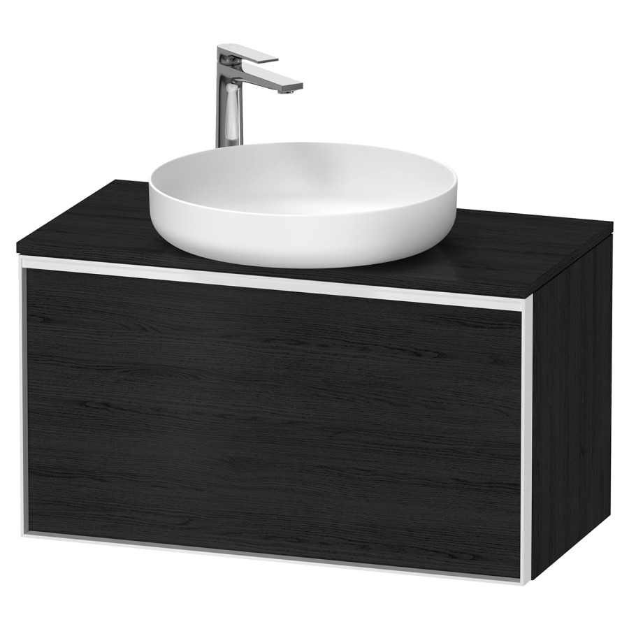 Élément inférieur VITRIUM
80 x 45,9 x 42 cm
élément à 1 tiroir, 1 tiroir
intérieur, pour lavabo à poser
avec éclairage intérieur
l'éclairage intérieur ne peut
être commandé que par le
miroir/l'armoire de toilette
dans la version "commande par
capteur de l'éclairage
intérieur"