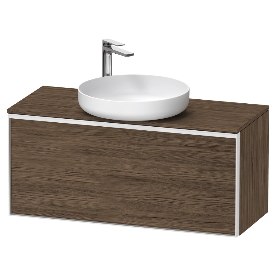 Élément inférieur VITRIUM
100 x 45,9 x 42 cm
élément à 1 tiroir, 1 tiroir
intérieur, pour lavabo à poser
avec éclairage intérieur
l'éclairage intérieur ne peut
être commandé que par le
miroir/l'armoire de toilette
dans la version "commande par
capteur de l'éclairage
intérieur"