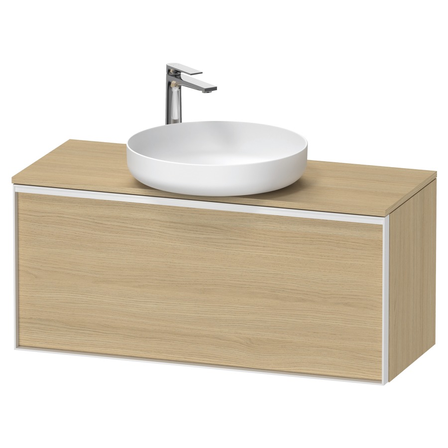 Élément inférieur VITRIUM
100 x 45,9 x 42 cm
élément à 1 tiroir, 1 tiroir
intérieur, pour lavabo à poser
avec éclairage intérieur
l'éclairage intérieur ne peut
être commandé que par le
miroir/l'armoire de toilette
dans la version "commande par
capteur de l'éclairage
intérieur"