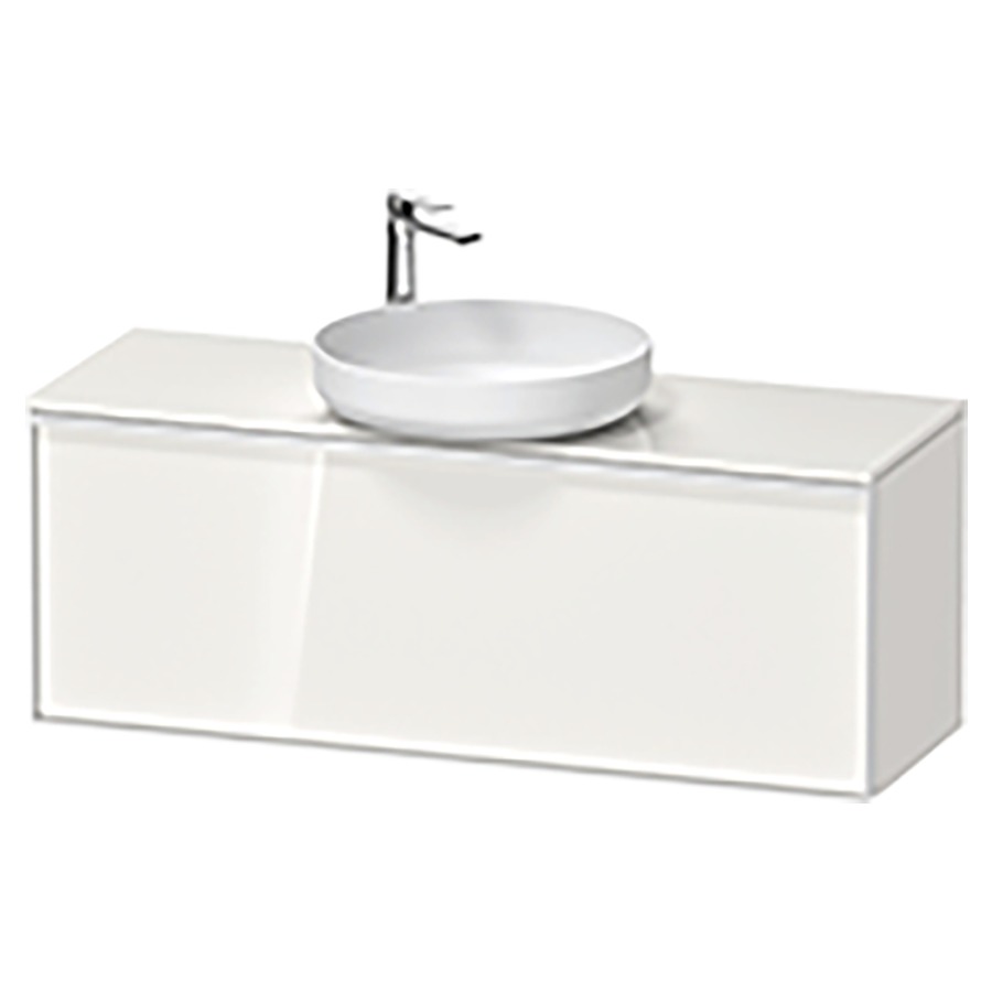 Élément inférieur VITRIUM
120 x 45,9 x 42 cm
élément à 1 tiroir, 1 tiroir
intérieur, pour lavabo à poser
avec éclairage intérieur
l'éclairage intérieur ne peut
être commandé que par le
miroir/l'armoire de toilette
dans la version "commande par
capteur de l'éclairage
intérieur"