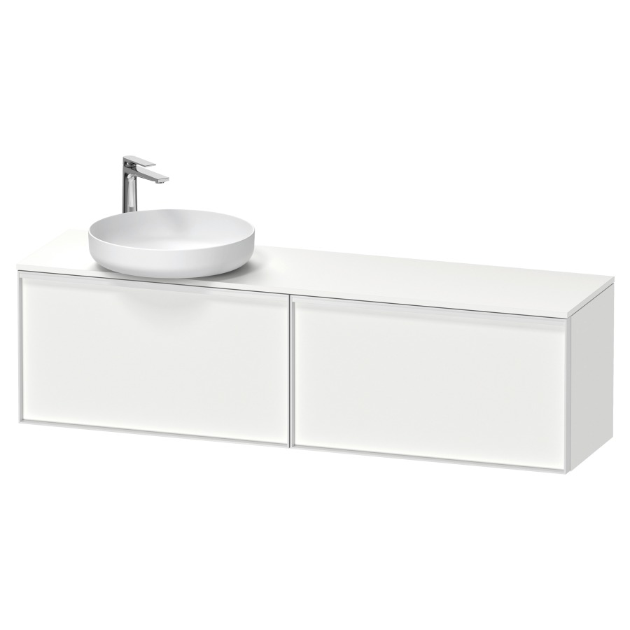 Élément inférieur VITRIUM
160 x 45,9 x 42 cm
2 éléments à chacun 1 tiroir
2 tiroirs intérieur
pour lavabo à poser à gauche