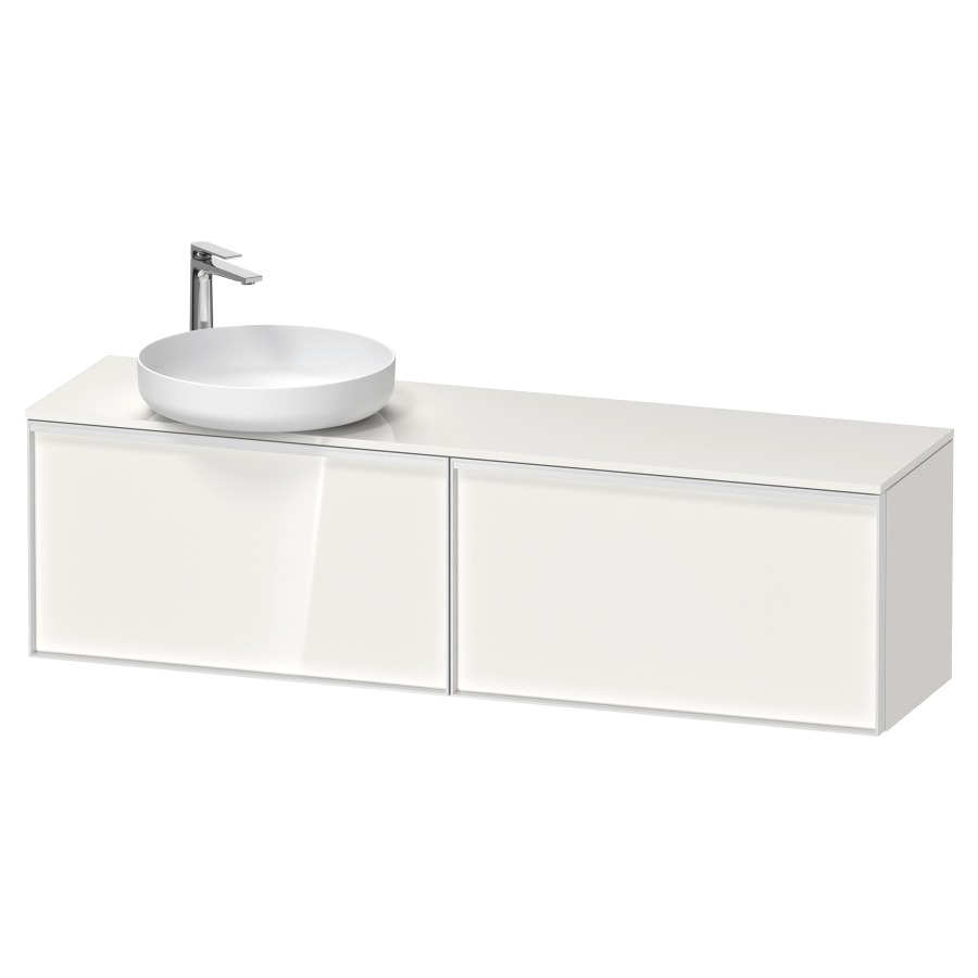 Élément inférieur VITRIUM
160 x 45,9 x 42 cm
2 éléments à chacun 1 tiroir
2 tiroirs intérieur
pour lavabo à poser à gauche