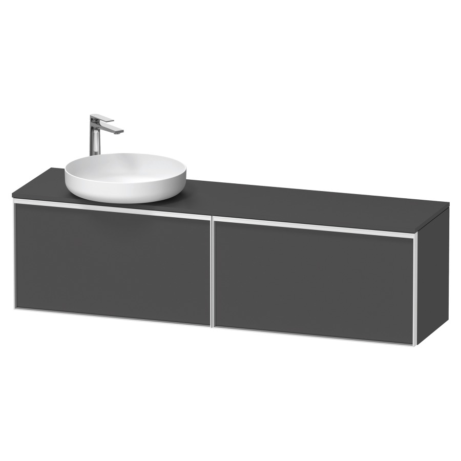 Élément inférieur VITRIUM
160 x 45,9 x 42 cm
2 éléments à chacun 1 tiroir
2 tiroirs intérieur
pour lavabo à poser à gauche