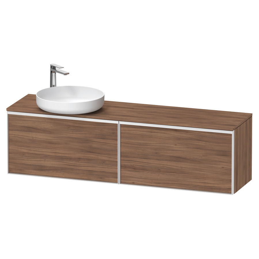 Élément inférieur VITRIUM
160 x 45,9 x 42 cm
2 éléments à chacun 1 tiroir
2 tiroirs intérieur
pour lavabo à poser à gauche
avec éclairage intérieur
l'éclairage intérieur ne peut
être commandé que par le
miroir/l'armoire de toilette
dans la version "commande par
capteur de l'éclairage
intérieur"