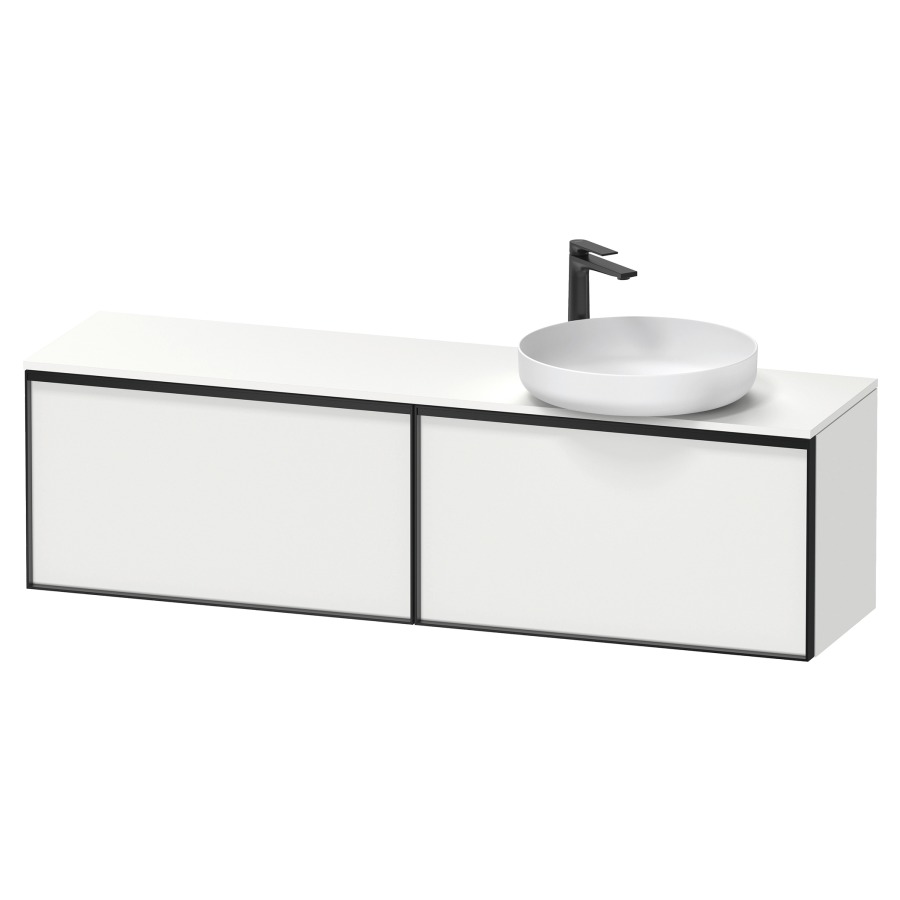 Élément inférieur VITRIUM
160 x 45,9 x 42 cm
2 éléments à chacun 1 tiroir
2 tiroirs intérieur
pour lavabo à poser à droite