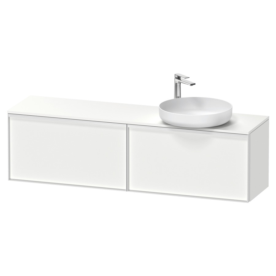 Élément inférieur VITRIUM
160 x 45,9 x 42 cm
2 éléments à chacun 1 tiroir
2 tiroirs intérieur
pour lavabo à poser à droite