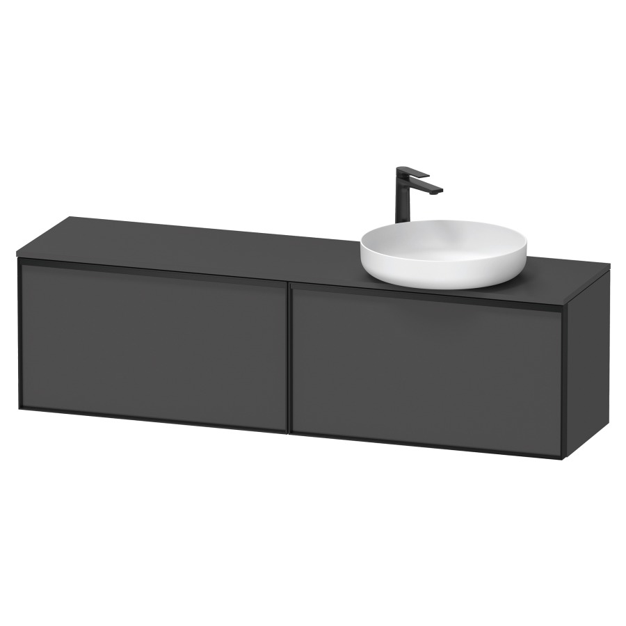 Élément inférieur VITRIUM
160 x 45,9 x 42 cm
2 éléments à chacun 1 tiroir
2 tiroirs intérieur
pour lavabo à poser à droite