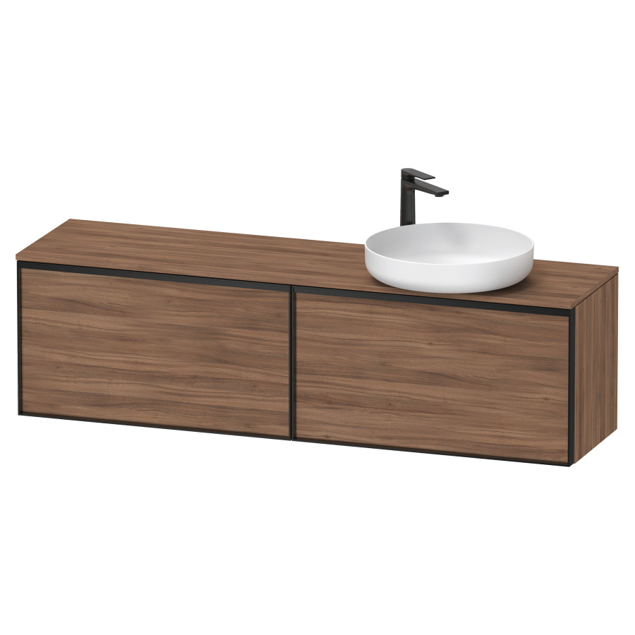 Élément inférieur VITRIUM
160 x 45,9 x 42 cm
2 éléments à chacun 1 tiroir
2 tiroirs intérieur
pour lavabo à poser à droite
avec éclairage intérieur
l'éclairage intérieur ne peut
être commandé que par le
miroir/l'armoire de toilette
dans la version "commande par
capteur de l'éclairage
intérieur"