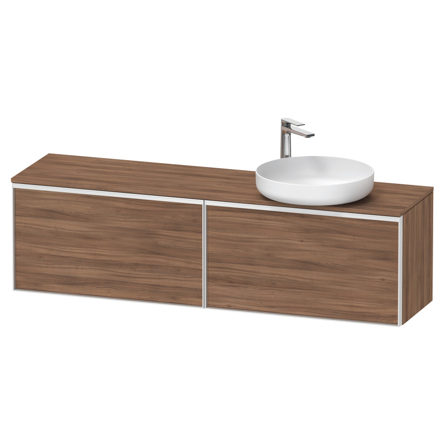 Élément inférieur VITRIUM
160 x 45,9 x 42 cm
2 éléments à chacun 1 tiroir
2 tiroirs intérieur
pour lavabo à poser à droite
avec éclairage intérieur
l'éclairage intérieur ne peut
être commandé que par le
miroir/l'armoire de toilette
dans la version "commande par
capteur de l'éclairage
intérieur"