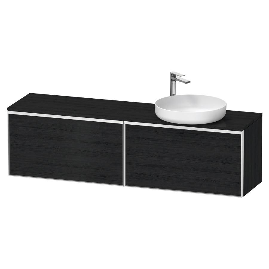 Élément inférieur VITRIUM
160 x 45,9 x 42 cm
2 éléments à chacun 1 tiroir
2 tiroirs intérieur
pour lavabo à poser à droite
avec éclairage intérieur
l'éclairage intérieur ne peut
être commandé que par le
miroir/l'armoire de toilette
dans la version "commande par
capteur de l'éclairage
intérieur"