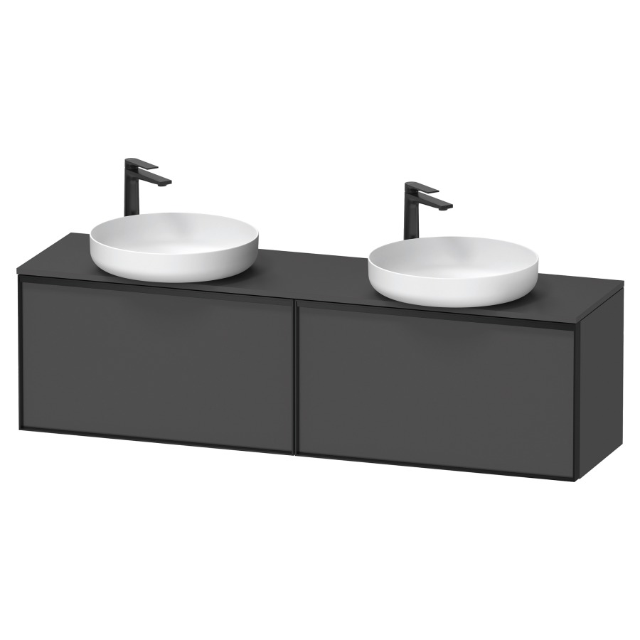 Élément inférieur VITRIUM
160 x 45,9 x 42 cm
2 éléments à chacun 1 tiroir
2 tiroirs intérieur
pour lavabo à poser double