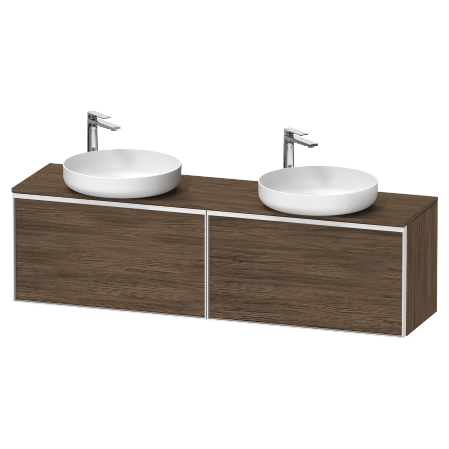 Élément inférieur VITRIUM
160 x 45,9 x 42 cm
2 éléments à chacun 1 tiroir
2 tiroirs intérieur
pour lavabo à poser double