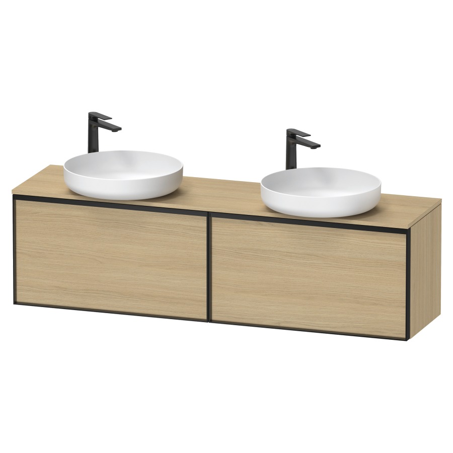 Élément inférieur VITRIUM
160 x 45,9 x 42 cm
2 éléments à chacun 1 tiroir
2 tiroirs intérieur
pour lavabo à poser double