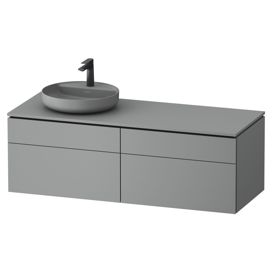 Élément inférieur VITRIUM
142 x 48,2 x 55 cm
2 éléments à chacun 2 tiroirs
pour lavabo à poser à gauche