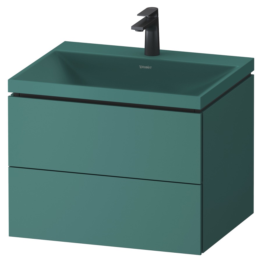Combinaison de meuble VITRIUM
60 x 48 x 48 cm
élément à 2 tiroirs, avec
lavabo fonte minérale DuroCast
sans trop-plein, avec siphon
gain de place et vidage