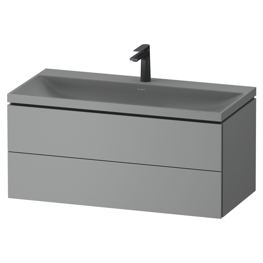 Combinaison de meuble VITRIUM
100 x 48 x 48 cm
élément à 2 tiroirs, avec
lavabo fonte minérale DuroCast
sans trop-plein, avec siphon
gain de place et vidage