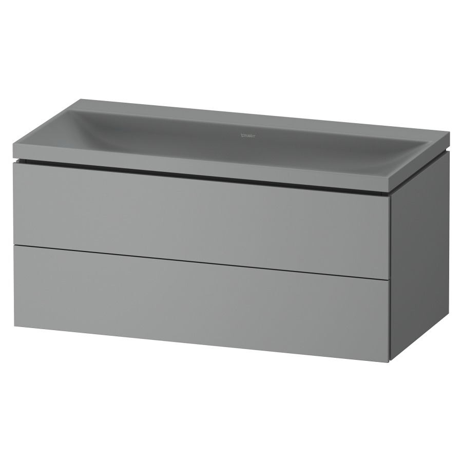 Combinaison de meuble VITRIUM
100 x 48 x 48 cm
élément à 2 tiroirs, avec
lavabo fonte minérale DuroCast
sans trop-plein, avec siphon
gain de place et vidage