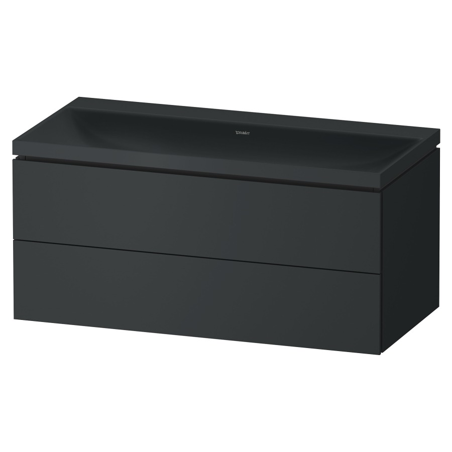 Combinaison de meuble VITRIUM
100 x 48 x 48 cm
élément à 2 tiroirs, avec
lavabo fonte minérale DuroCast
sans trop-plein, avec siphon
gain de place et vidage