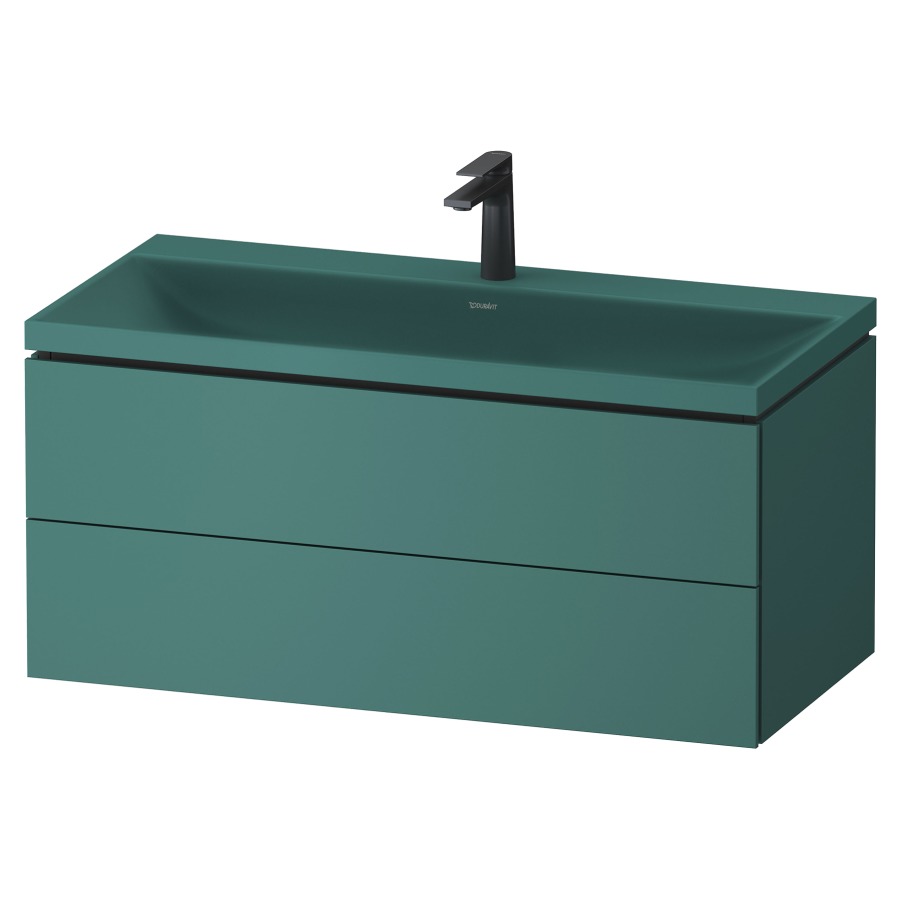 Combinaison de meuble VITRIUM
100 x 48 x 48 cm
élément à 2 tiroirs, avec
lavabo fonte minérale DuroCast
sans trop-plein, avec siphon
gain de place et vidage