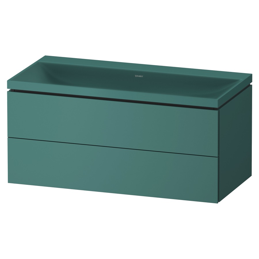 Combinaison de meuble VITRIUM
100 x 48 x 48 cm
élément à 2 tiroirs, avec
lavabo fonte minérale DuroCast
sans trop-plein, avec siphon
gain de place et vidage