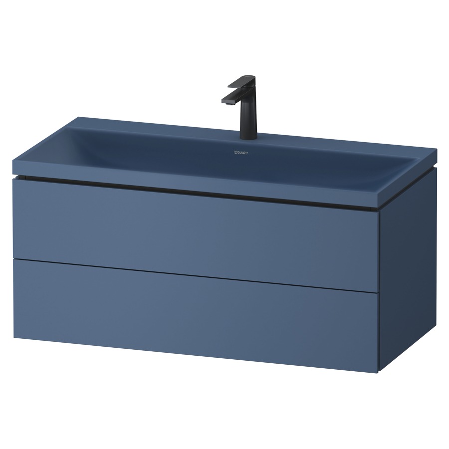 Combinaison de meuble VITRIUM
100 x 48 x 48 cm
élément à 2 tiroirs, avec
lavabo fonte minérale DuroCast
sans trop-plein, avec siphon
gain de place et vidage