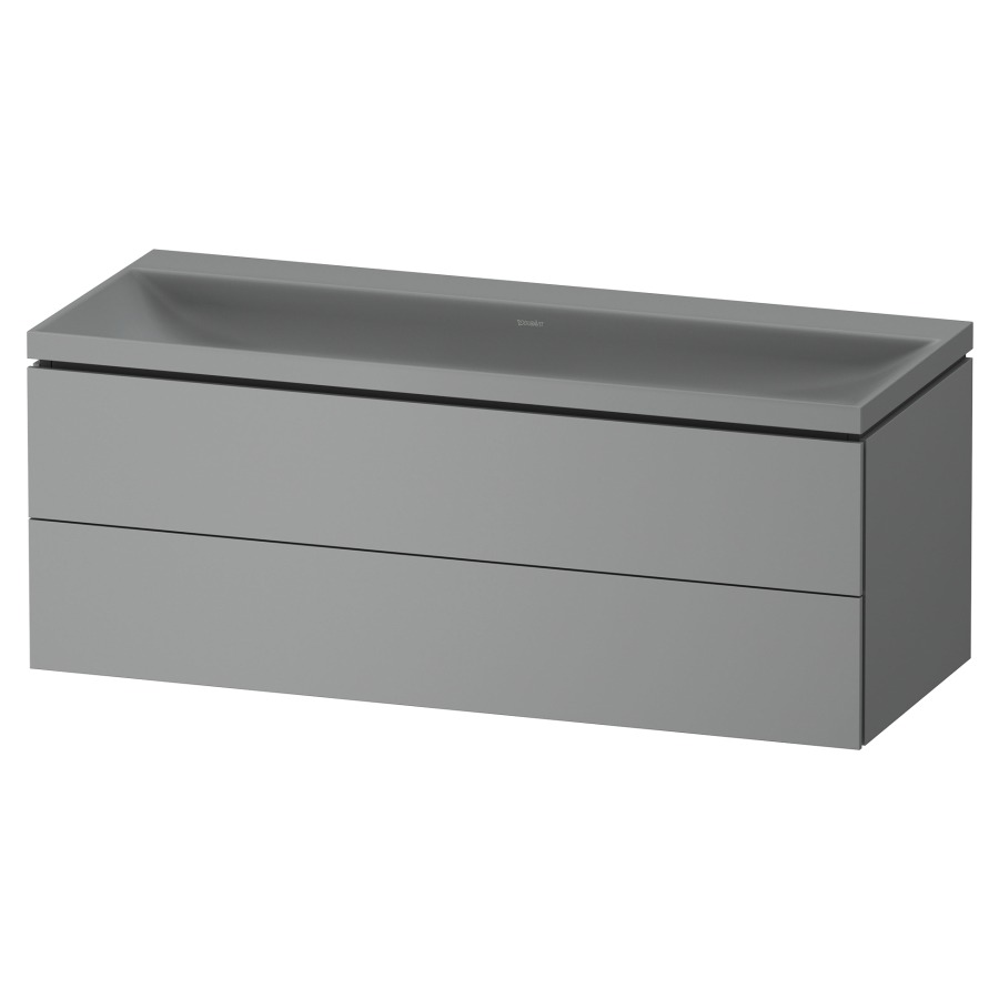 Combinaison de meuble VITRIUM
120 x 48 x 48 cm
élément à 2 tiroirs, avec
lavabo fonte minérale DuroCast
sans trop-plein, avec siphon
gain de place et vidage