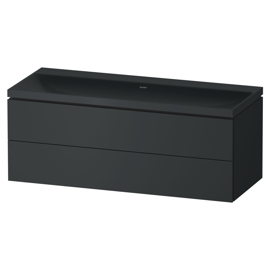 Combinaison de meuble VITRIUM
120 x 48 x 48 cm
élément à 2 tiroirs, avec
lavabo fonte minérale DuroCast
sans trop-plein, avec siphon
gain de place et vidage