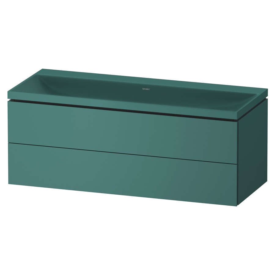 Combinaison de meuble VITRIUM
120 x 48 x 48 cm
élément à 2 tiroirs, avec
lavabo fonte minérale DuroCast
sans trop-plein, avec siphon
gain de place et vidage