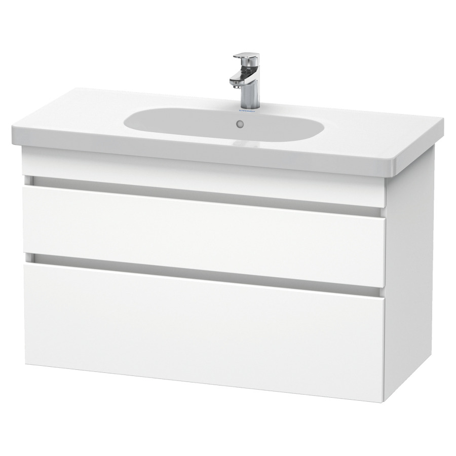 Élément inférieur DURASTYLE
100,0 x 61,0 x 45,3 cm
suspendu, élément à 2 tiroirs
découpe pour siphon et cache
métallique inslus
pour lavabo 034 210