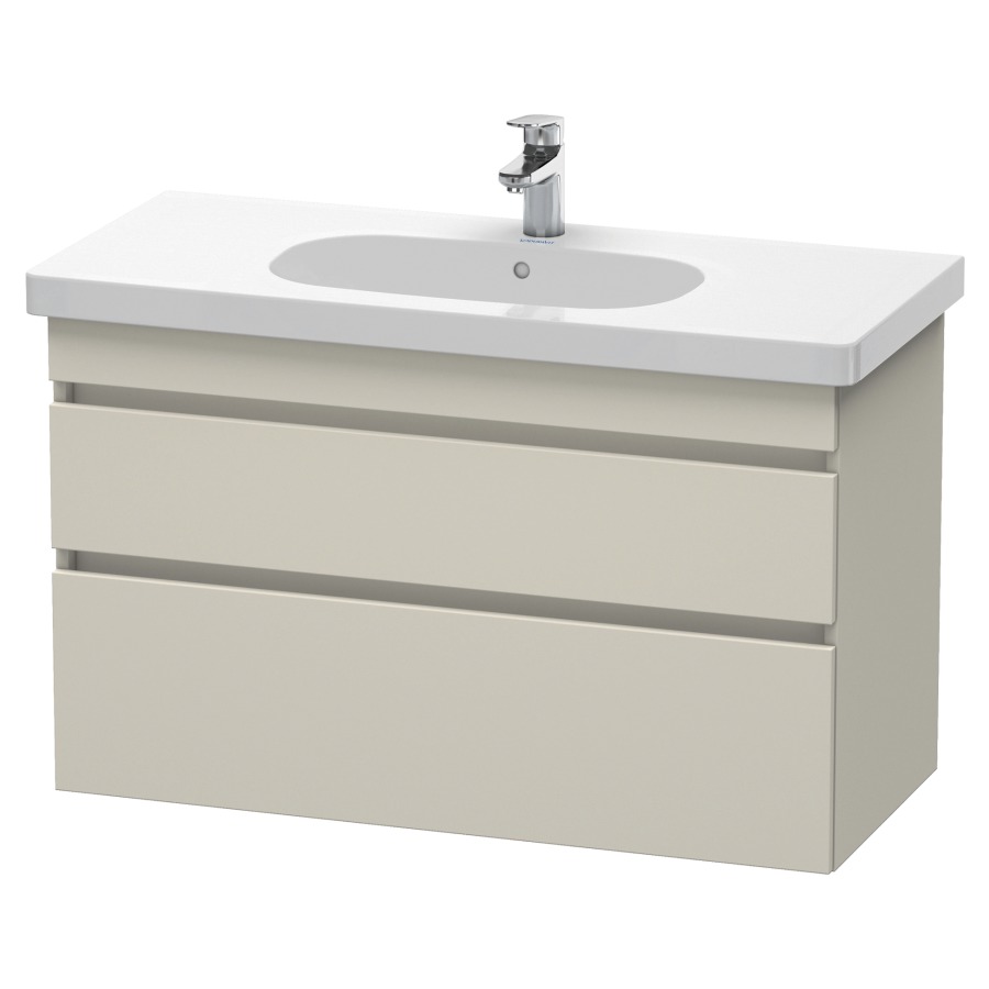 Élément inférieur DURASTYLE
100,0 x 61,0 x 45,3 cm
suspendu, élément à 2 tiroirs
découpe pour siphon et cache
métallique inslus
pour lavabo 034 210