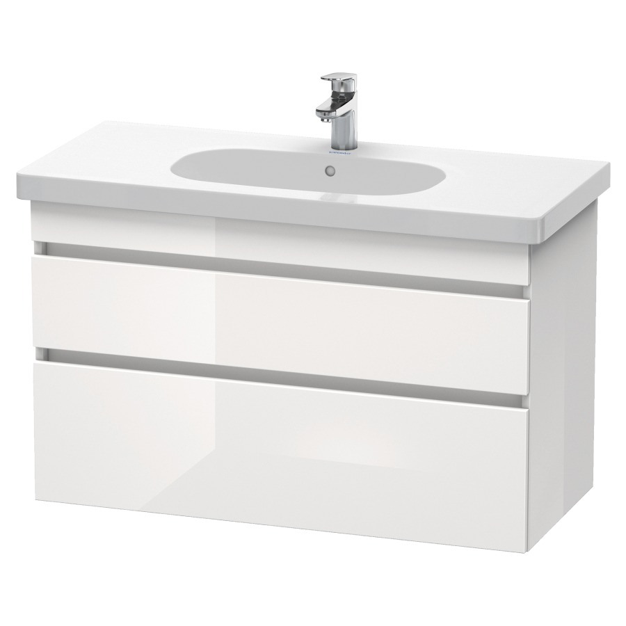 Élément inférieur DURASTYLE
100,0 x 61,0 x 45,3 cm
suspendu, élément à 2 tiroirs
découpe pour siphon et cache
métallique inslus
pour lavabo 034 210