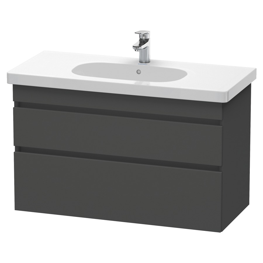 Élément inférieur DURASTYLE
100,0 x 61,0 x 45,3 cm
suspendu, élément à 2 tiroirs
découpe pour siphon et cache
métallique inslus
pour lavabo 034 210