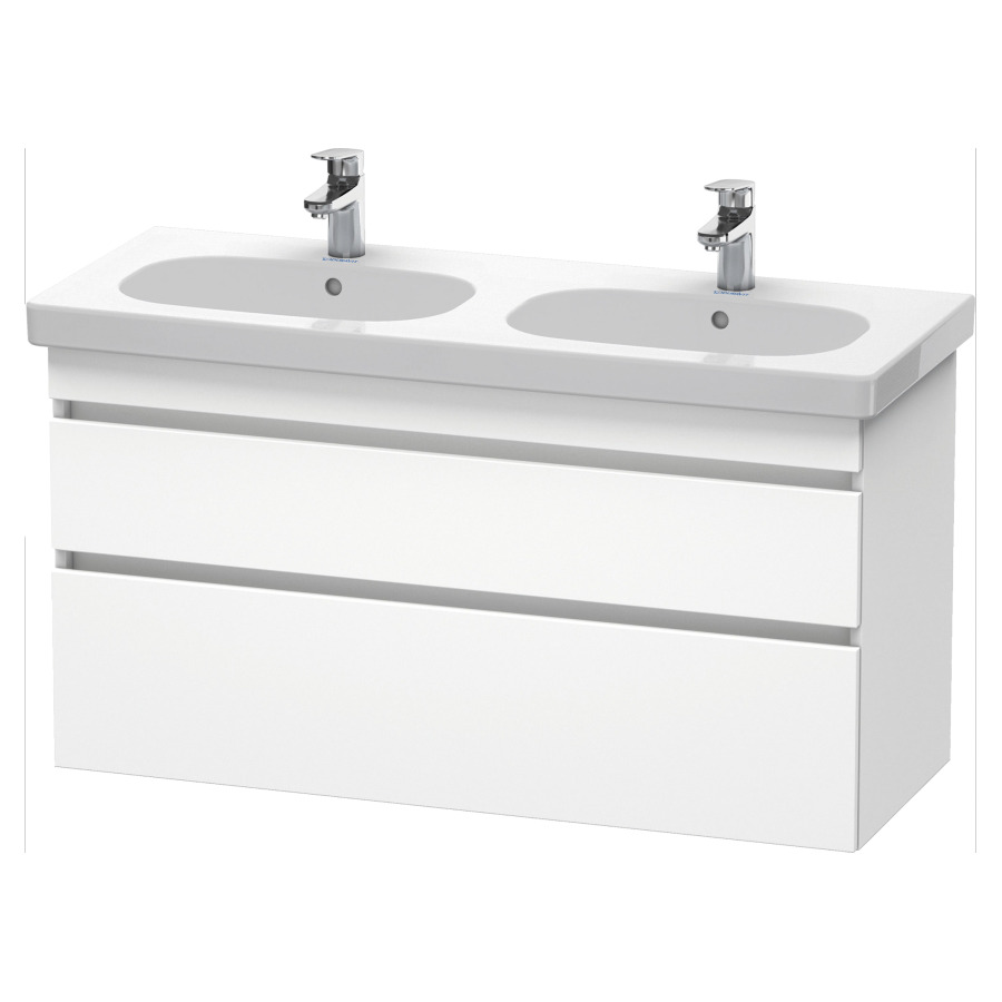 Élément inférieur DURASTYLE
115,0 x 61,0 x 45,3 cm
suspendu, élément à 2 tiroirs
découpe pour siphon et cache
métallique inslus
pour lavabo 034 812