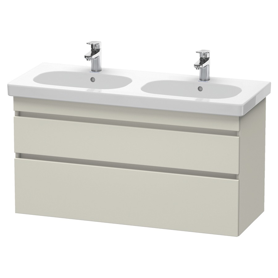 Élément inférieur DURASTYLE
115,0 x 61,0 x 45,3 cm
suspendu, élément à 2 tiroirs
découpe pour siphon et cache
métallique inslus
pour lavabo 034 812
