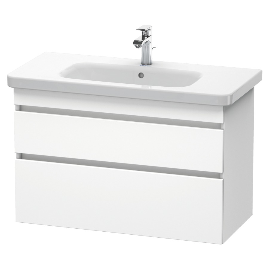Élément inférieur DURASTYLE
93,0 x 61,0 x 44,8 cm
suspendu, élément à 2 tiroirs
découpe pour siphon et cache
métallique inslus
pour lavabo 232 010